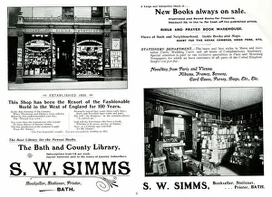 Stationers Prints: Advert for S. W. Simms, Booksellers and Stationers, Bath