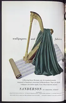 Wallpapers Prints: Advert for Sanderson of Berners Street, suppliers of wallpapers and fabrics. Date: 1954