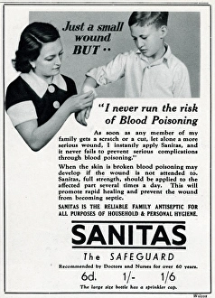 Antiseptic Collection: Advert for Sanitas - family antiseptic for wounds 1937