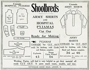 Flannel Prints: Advert for Schoolbreds army shirts and pyjamas 1915