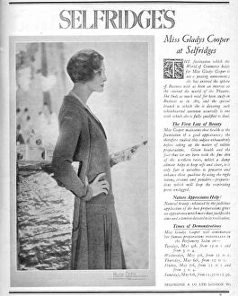 Images Dated 12th October 2015: Advert for Selfridges featuring the actress Gladys Cooper