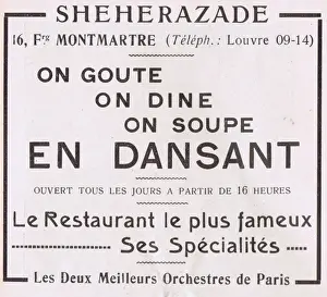 Montmartre Prints: Advert for Sheherazade, 16 Faubourg, Montmartre Date: 1920s