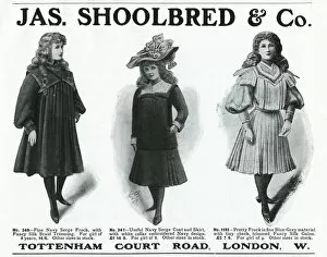 Images Dated 15th January 2018: Advert for Shoolbred & Co. girls frocks and coats 1905