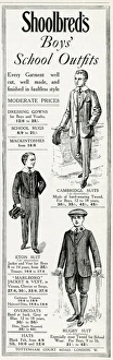 Advert for Shoolbreds boys school uniforms 1915