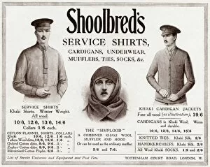Images Dated 13th October 2017: Advert for Shoolbreds service clothing 1915