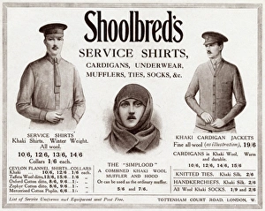 Images Dated 13th October 2017: Advert for Shoolbreds service clothing 1915