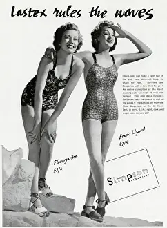 Swimsuits Prints: Advert for Simpson lastex swimwear 1938
