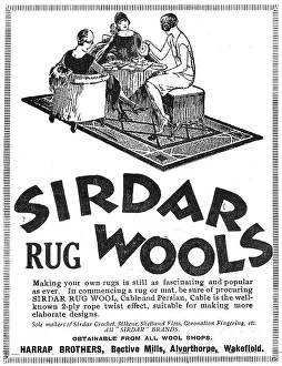 Sirdar Prints: Advert for Sirdar Rug Wools. Date: 1920s