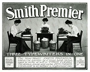 Typing Prints: Advert, Smith Premier, Three Typewriters in One