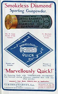 Harvey Prints: Advertisement for Smokeless Diamond Sporting gunpowder by Curtis's and Harvey Ltd