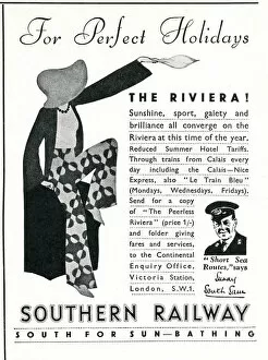 Images Dated 1st October 2019: Advertisement for Southern Railway - South for Sunbathing