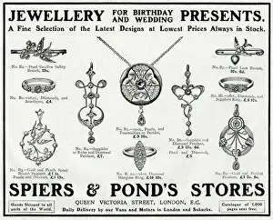 Advert for Spiers & Ponds stores, jewellery 1911
