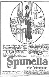 Washing Prints: Advert for Spunella de Vogue washing silk. Date: 1924
