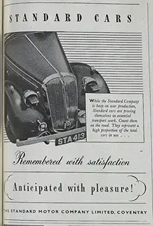 Purchase Prints: Advert for Standard Cars, temporarily unavailable for civilian purchase
