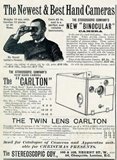 Images Dated 16th October 2015: Advert for Stereoscopic Company, hand-held cameras 1894