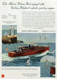 Seagulls Prints: Advert, Sterling Engine Company, Modern Fishing Boat