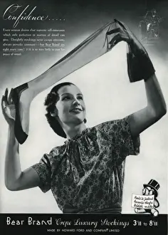 Crepe Prints: Advert for Stockings by Bear Brand 1937