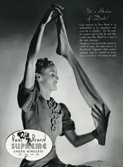 Crepe Prints: Advert for Stockings by Bear Brand 1938