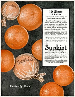 Images Dated 23rd July 2018: Advert for Sunkist oranges 1917