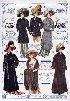 Luxurious Prints: Advert for Swan & Edgar ladies fur coats 1909