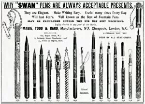 Todd Collection: Advert for Swan fountain pens & leaded pencils 1901