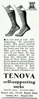 Patented Prints: Advert for Tenova mens self-supporting socks 1937