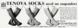 Sock Prints: Advert for Tenova mens self-supporting socks 1938