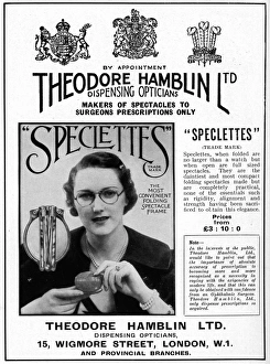 Images Dated 5th September 2017: Advert Theodore Hamblin, fold-away spectacles 1937