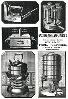 Warrington Gallery: Advert for Thomas Fletcher gas heating appliances 1889