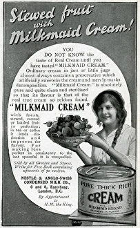 Plait Gallery: Advert for tinned Milkmaid Cream 1914