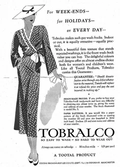 New Images July 2023 Collection: Advert for Tobralco artificial silk dress fabric Date: 1935