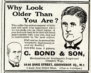 Grosvenor Collection: Advert, Toupes and wigs for men