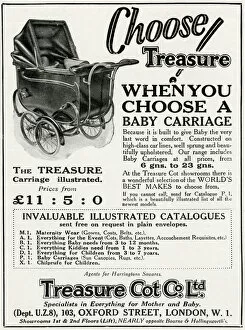 Prams Gallery: Advert for Treasure Cot, baby carriages 1927