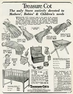 Images Dated 10th February 2016: Advert for Treasure Cot baby specialises 1930