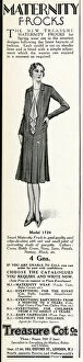 Adjustment Gallery: Advert for Treasure cot: Maternity wear 1930
