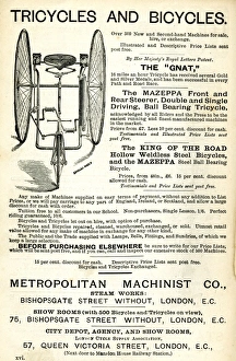 Images Dated 6th September 2017: Advertisement, Tricycles and Bicycles
