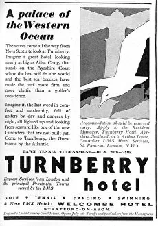 Images Dated 2nd August 2018: Advertisement for Turnberry Hotel, Girvan, Scotland