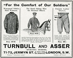 Advert for Turnbull and Asser comforts for soldiers 1915