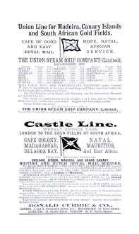 Advertisement, Union Steamship Company, Castle Line Advertisement, Union Steamship Company, Castle Line