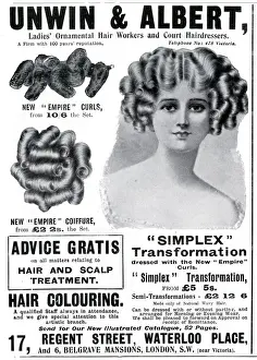 Curls Prints: Advert for Unwin & Albert womens coiffure 1908 Advert for Unwin & Albert womens