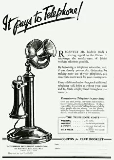 Images Dated 23rd April 2012: Advert for using a telephone