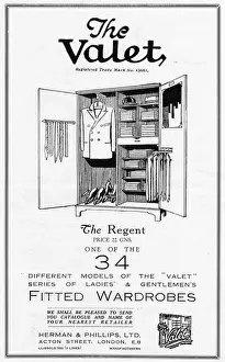 Wardrobes Prints: Advert for The Valet fitted wardrobes, 1927