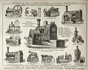 Images Dated 20th February 2012: Advertisement for various types of steam engine