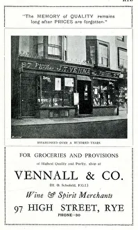 Grocers Prints: Advert for Vennall & Co, Grocers, High Street, Rye