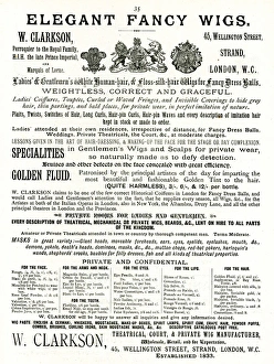 Images Dated 11th September 2017: Advertisement, W Clarkson Wig Manufacturer