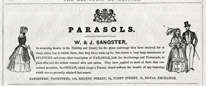 Parasols Prints: Advert, W & J Sanger, Parasols