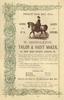 Sidesaddle Collection: Advert, W Shingleton, Tailor & Habit Maker