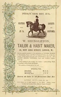 Sidesaddle Prints: Advert, W Shingleton, Tailor & Habit Maker