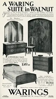 Bedrooms Prints: Advert for Waring furniture suite in walnut 1930