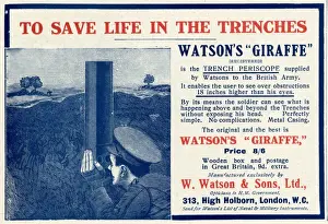 Giraffe Prints: Advert for Watsons Giraffe trench periscope 1915